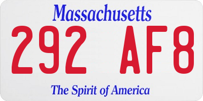 MA license plate 292AF8