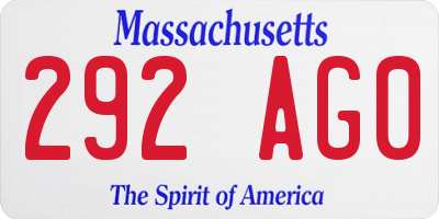 MA license plate 292AG0