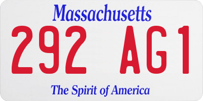 MA license plate 292AG1