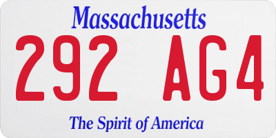 MA license plate 292AG4