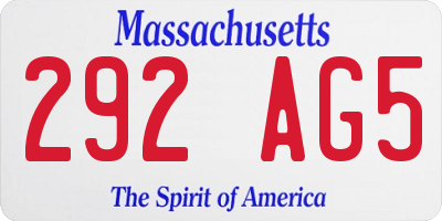 MA license plate 292AG5