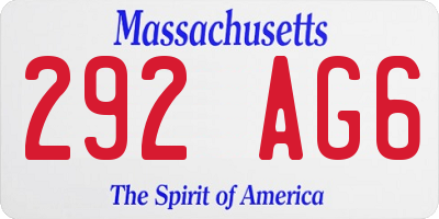 MA license plate 292AG6