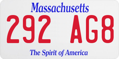 MA license plate 292AG8