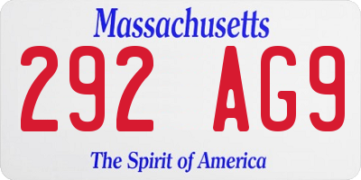 MA license plate 292AG9