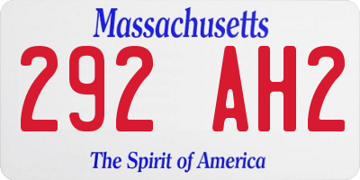 MA license plate 292AH2