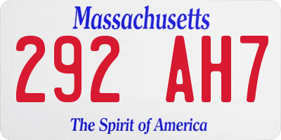 MA license plate 292AH7