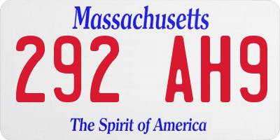 MA license plate 292AH9