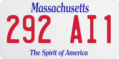 MA license plate 292AI1