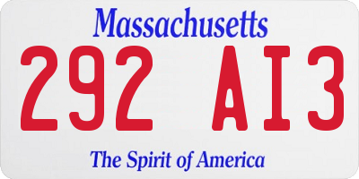 MA license plate 292AI3