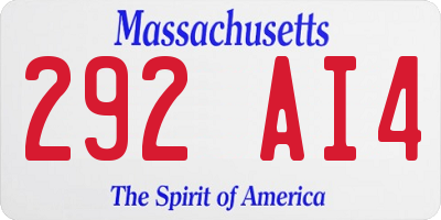 MA license plate 292AI4