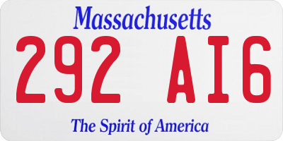MA license plate 292AI6