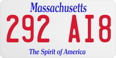 MA license plate 292AI8