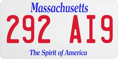 MA license plate 292AI9