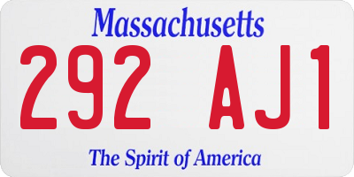 MA license plate 292AJ1