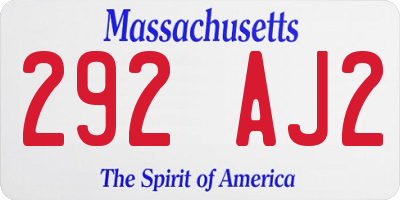 MA license plate 292AJ2