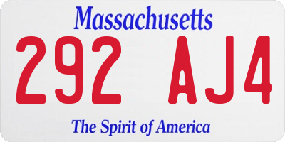 MA license plate 292AJ4