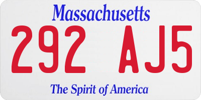 MA license plate 292AJ5
