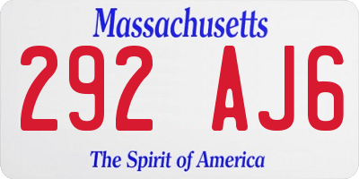 MA license plate 292AJ6