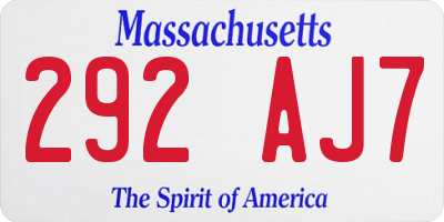 MA license plate 292AJ7