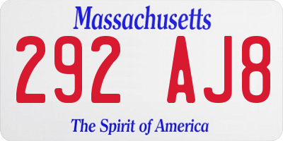 MA license plate 292AJ8
