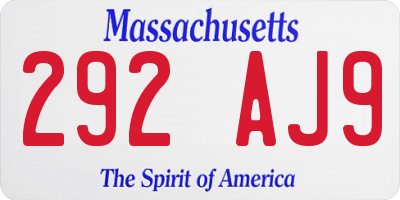 MA license plate 292AJ9