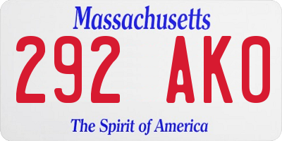 MA license plate 292AK0