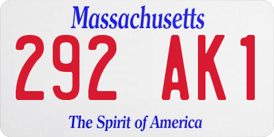 MA license plate 292AK1