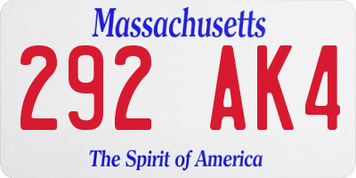 MA license plate 292AK4