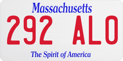 MA license plate 292AL0