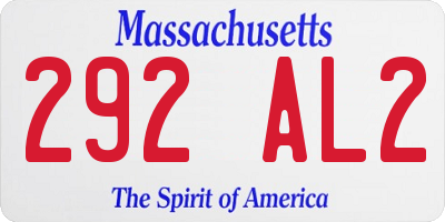 MA license plate 292AL2