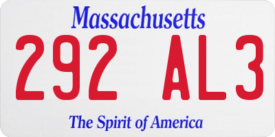 MA license plate 292AL3