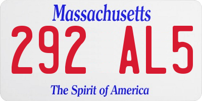 MA license plate 292AL5