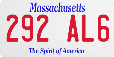 MA license plate 292AL6