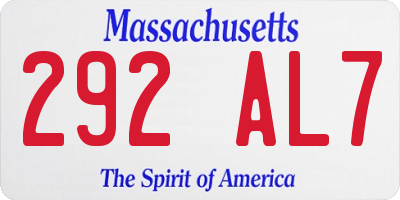MA license plate 292AL7
