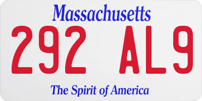 MA license plate 292AL9