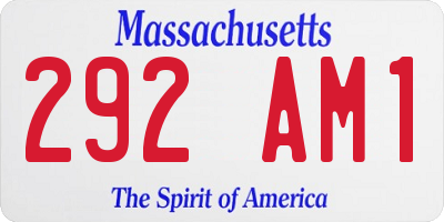 MA license plate 292AM1