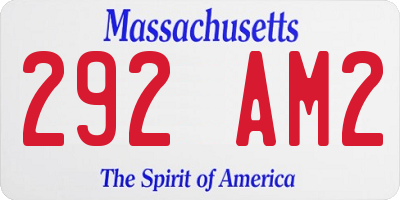 MA license plate 292AM2