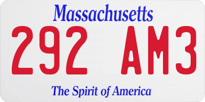 MA license plate 292AM3