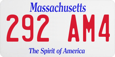 MA license plate 292AM4