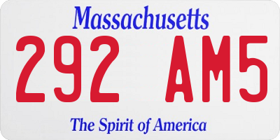 MA license plate 292AM5