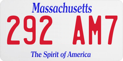 MA license plate 292AM7