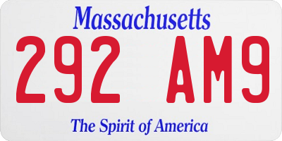 MA license plate 292AM9