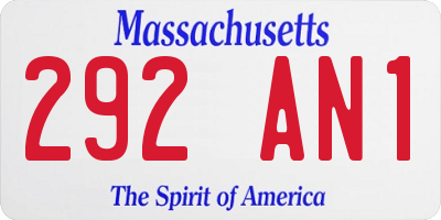 MA license plate 292AN1