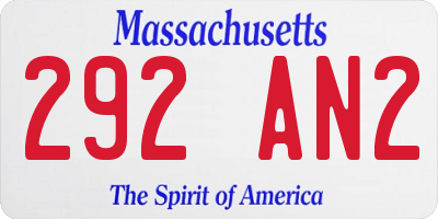 MA license plate 292AN2