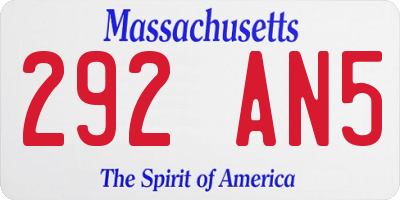 MA license plate 292AN5