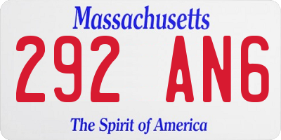 MA license plate 292AN6