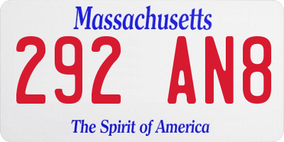 MA license plate 292AN8