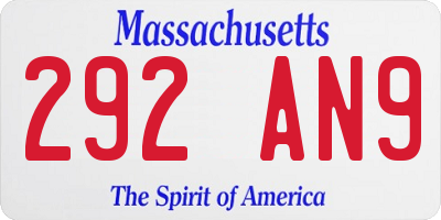 MA license plate 292AN9