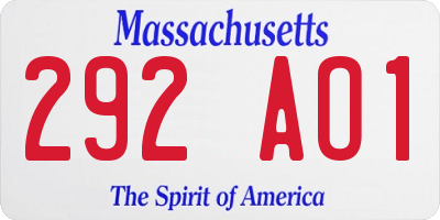 MA license plate 292AO1