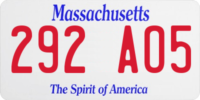 MA license plate 292AO5